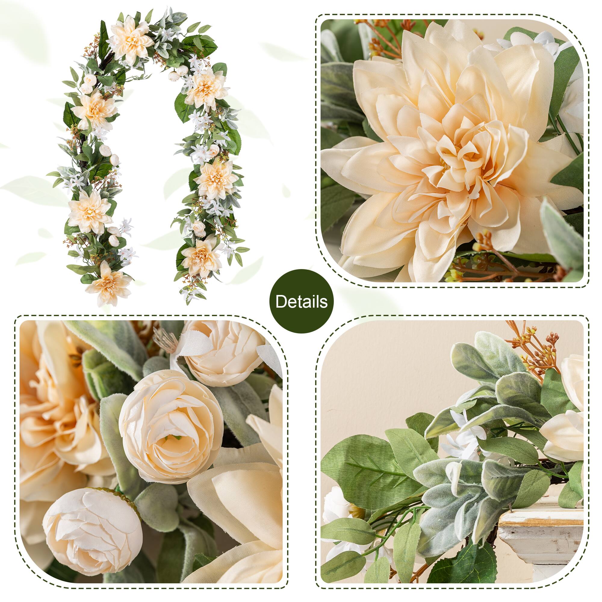 Glitzhome® 6ft. Peach Dahlia Floral Garland